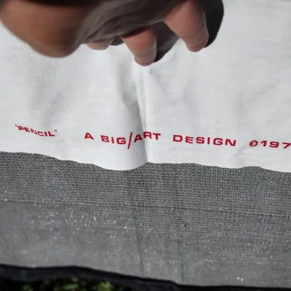 Vintage XL 1974 Screen Print Pencil Fabric Wall Art - Picture 2 of 10